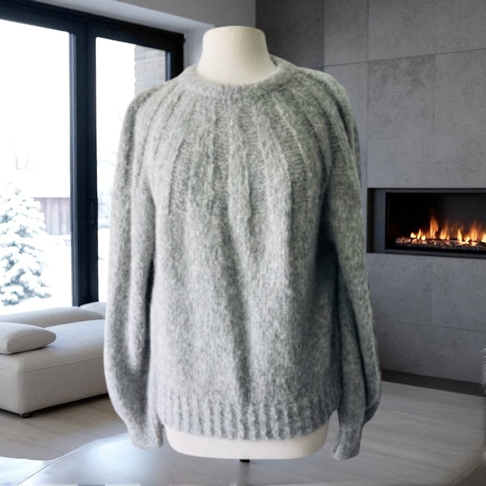 ELEVEN SIX MILA BUNNY & BABE ALPACA BLEND KNIT GREY SWEATER SIZE M/L